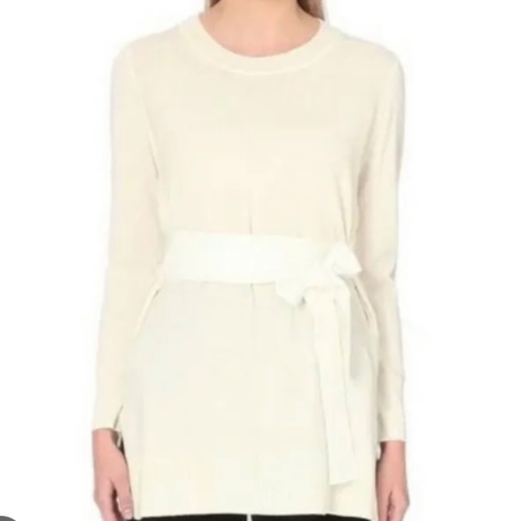 Sandro Paris Coline ivory belted sweater - Picture 1 of 2